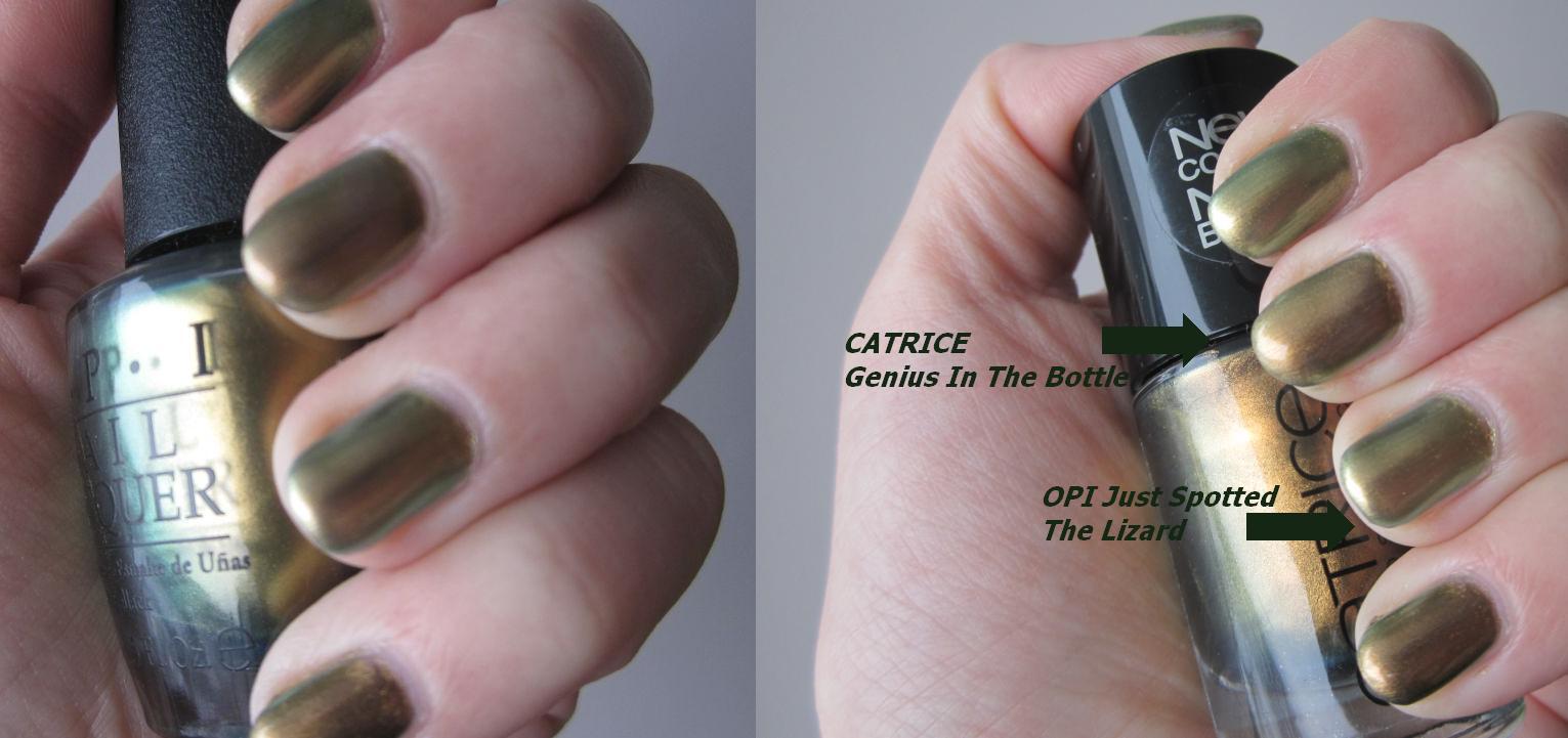 OPI Just Spotted The Lizard vs. CATRICE Genius In The Bottle | Lunar  Perception